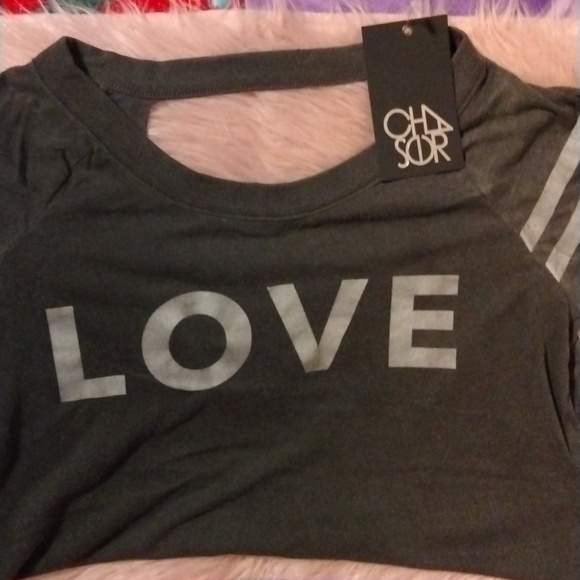 NWT Chaser Love T Shirt Size S Charcoal Gray Burnout - Picture 3 of 6
